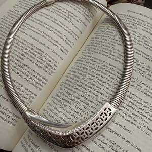 Brighton GEO Twirl Shine Collar Necklace, Silver-Tone Crystal Statement Torque